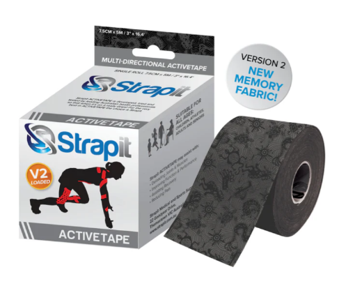 Billede af ACTIVETAPE 7,5CM x 5M - GRÅ/SORT STRAPIT